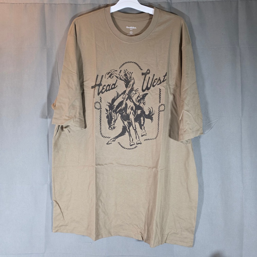 Goodfellow & Co Mens XXL Tall Head West Cowboy Graphic T-Shirt Brown Z9G46R